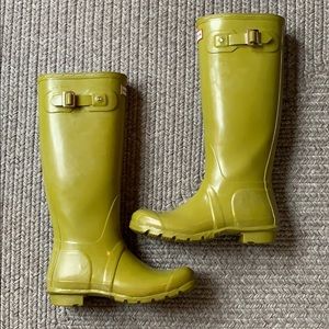 Hunter Original Gloss Tall Lime Green Boots, 6M/7F